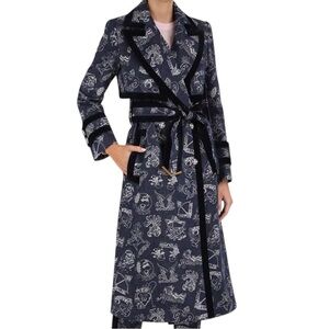 ZIMMERMAN KALEIDOSCOPE PRINT DENIM TRENCH COAT SIZE US 4 NWOT MSRP $1,950